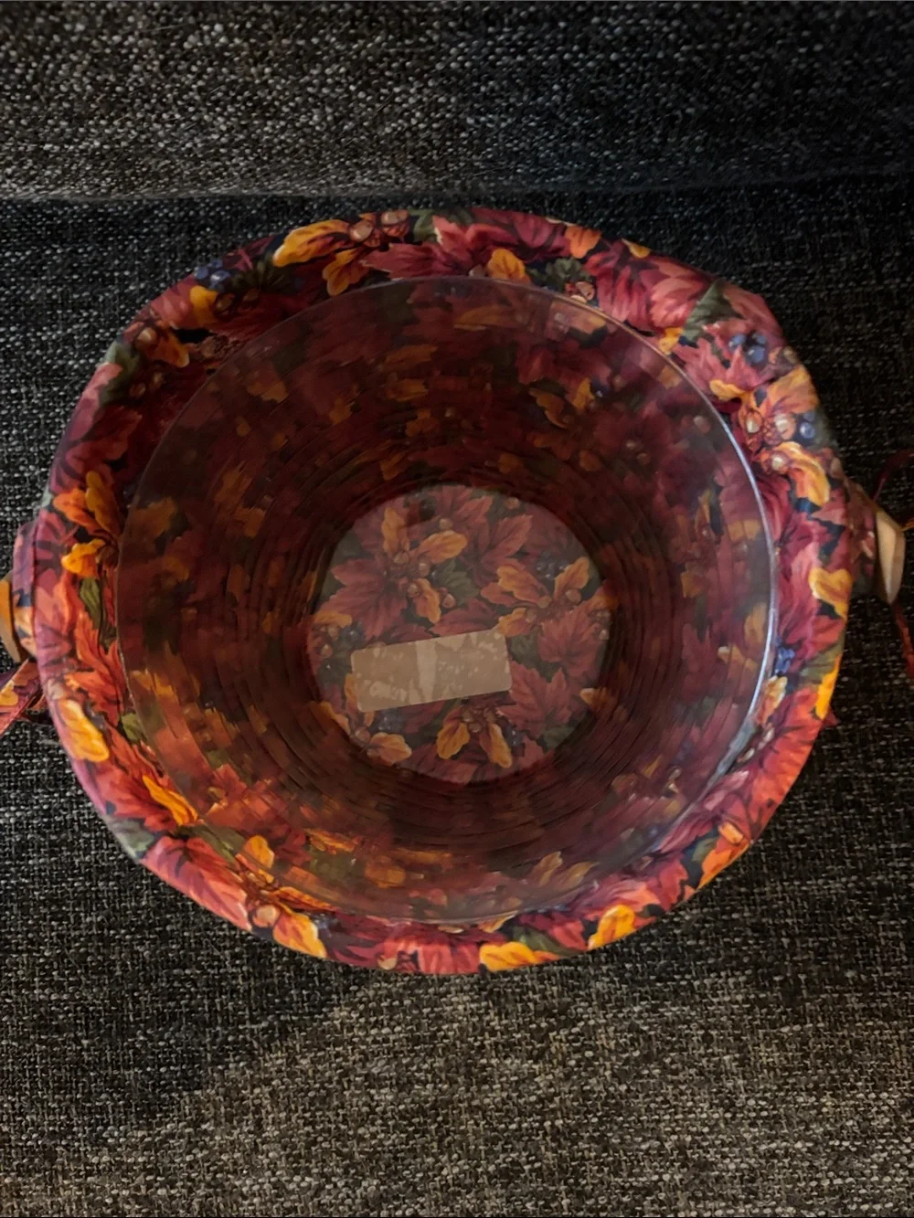 Longaberger 1996 Shades of Autumn Maple Leaf  Basket with Autumnal Fabric Liner